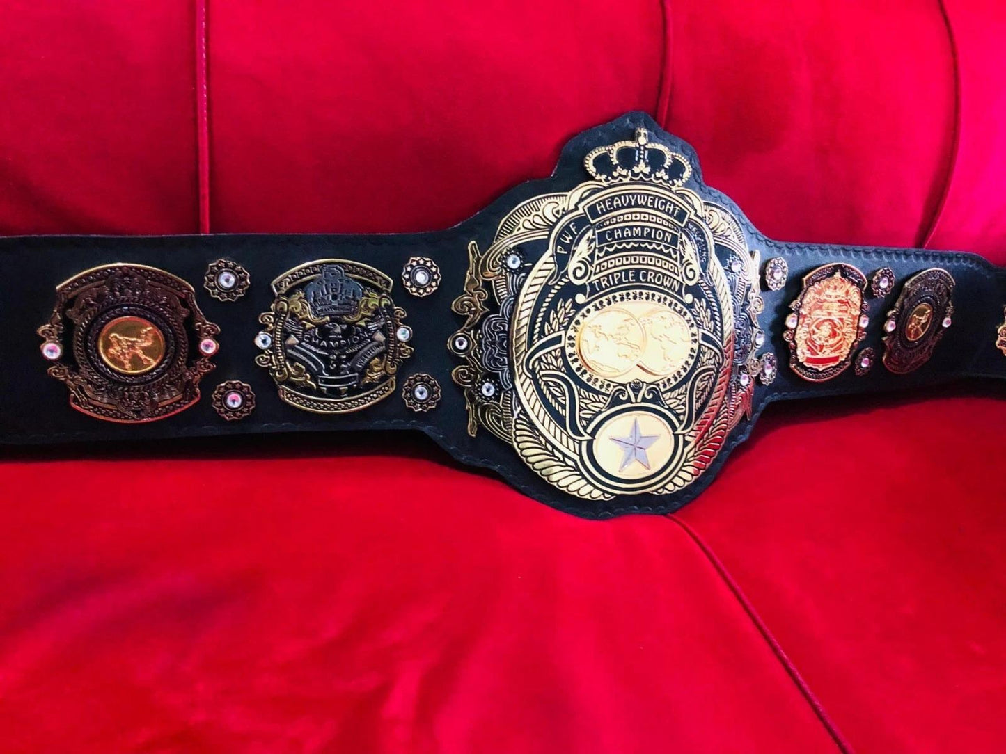 Triple Crown World Heavyweight Wrestling Belt | 2MM 4MM Zinc Plates | Adult Size Replica | NWA Tribute Championship | Fan Gift
