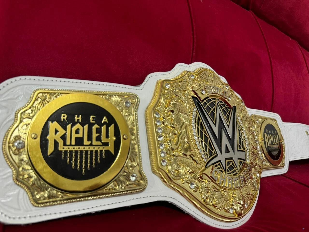 Women's World Heavyweight Championship Replica Belt | 6MM Casting | Rhea Ripley Side Plates | Real Leather Strap | Wrestling Gift