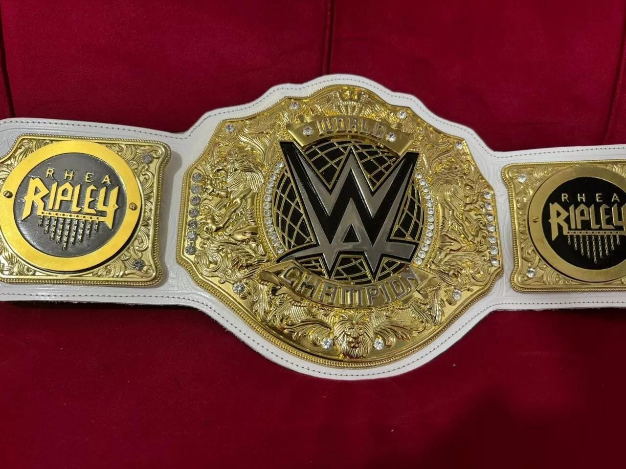 Women's World Heavyweight Championship Replica Belt | 6MM Casting | Rhea Ripley Side Plates | Real Leather Strap | Wrestling Gift