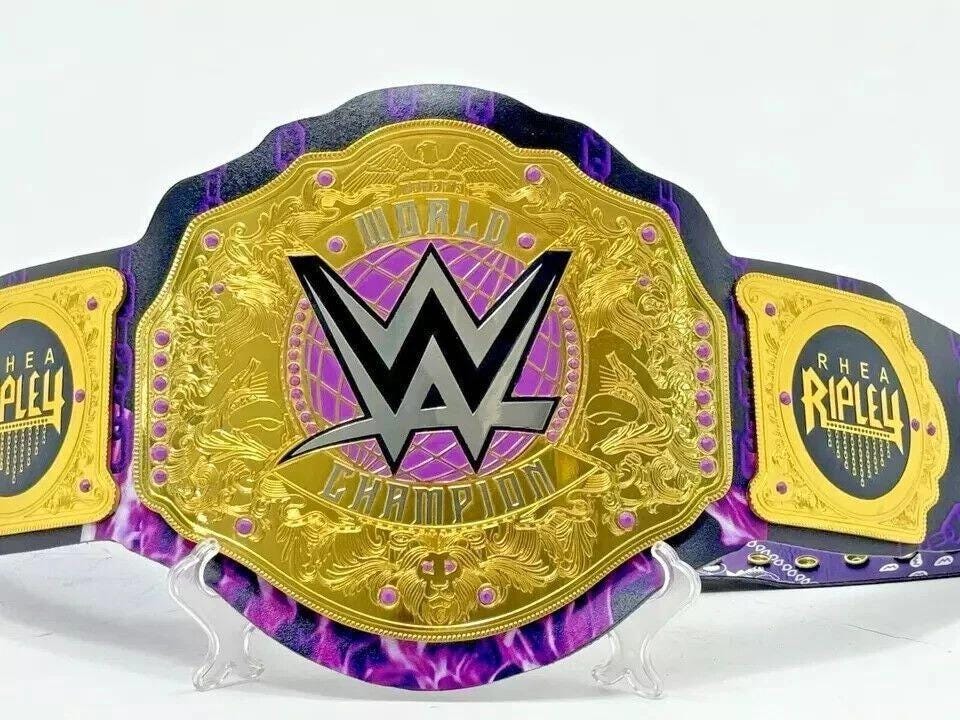 Rhea Ripley World Heavyweight Championship Belt | 2MM 4MM Brass Plates | Women’s Wrestling Replica | Real Leather Strap | Fan Gift
