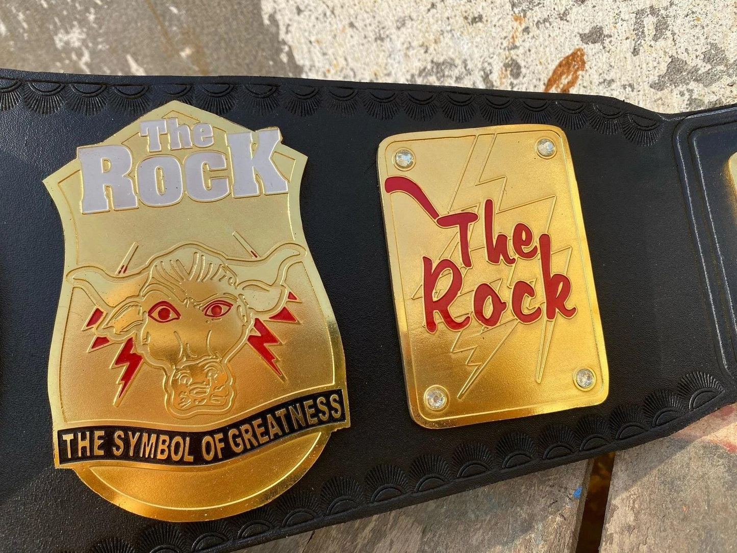 The Rock Brahma Bull Championship Belt | 2MM & 4MM Brass Replica | Style Wrestling Title | Real Leather Strap | Adult Size Gift