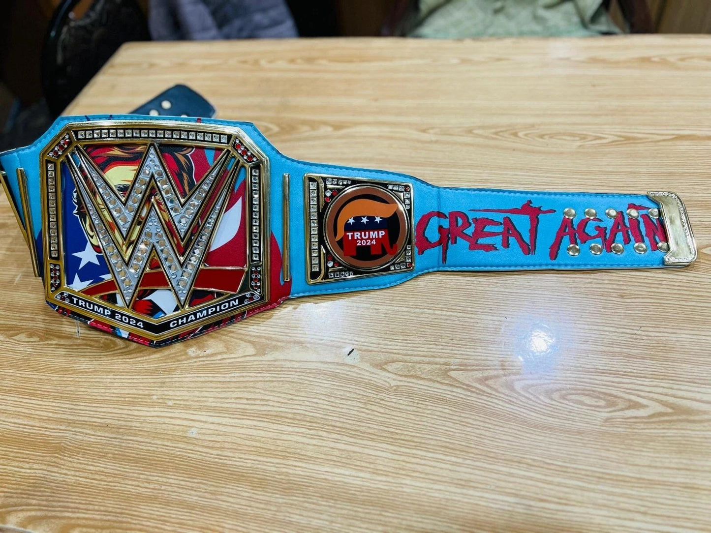 Trump World Heavyweight Championship Belt | MAGA Replica Title | 2MM/4MM Plates | USA Flag Wrestling Belt | Custom Gift