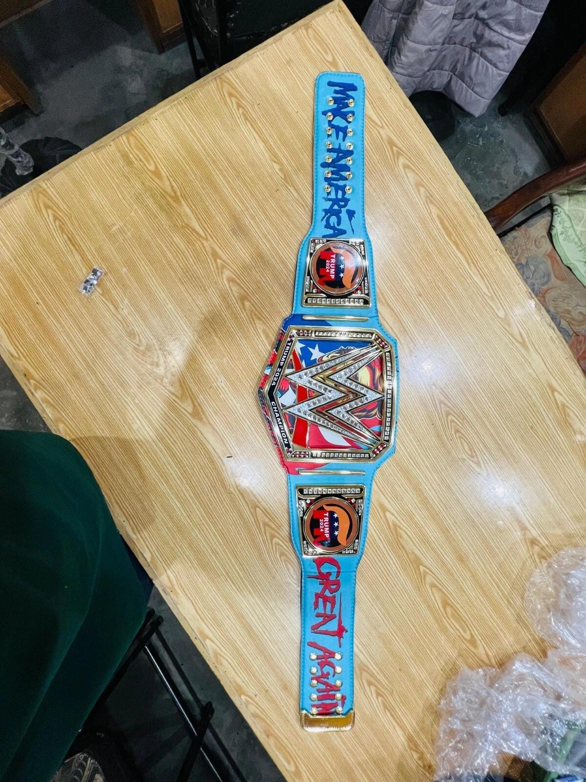 Trump World Heavyweight Championship Belt | MAGA Replica Title | 2MM/4MM Plates | USA Flag Wrestling Belt | Custom Gift