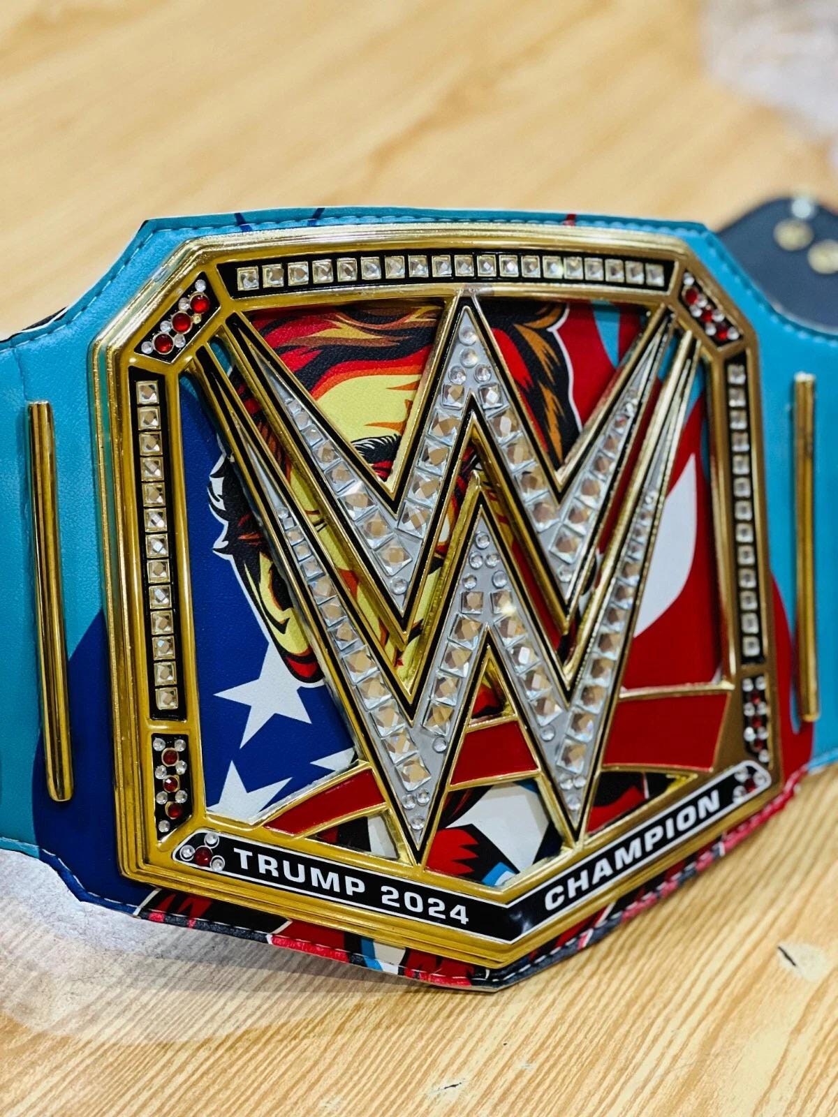 Trump World Heavyweight Championship Belt | MAGA Replica Title | 2MM/4MM Plates | USA Flag Wrestling Belt | Custom Gift