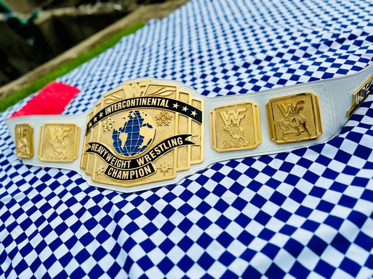White Intercontinental Championship Belt | Replica Title | 6MM CNC Plates | 24K Gold | Real Leather Strap | Jericho Tribute