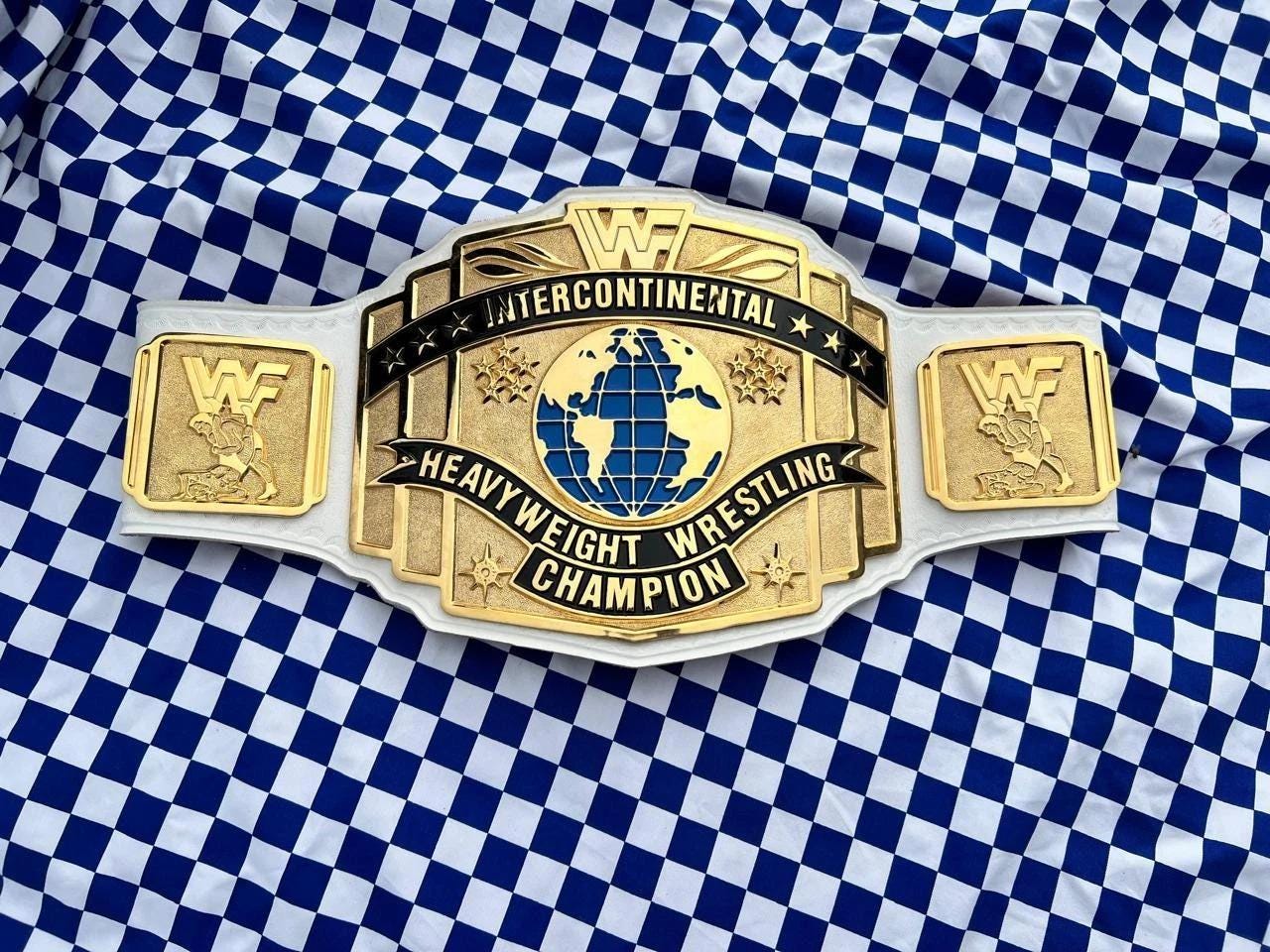 White Intercontinental Championship Belt | Replica Title | 6MM CNC Plates | 24K Gold | Real Leather Strap | Jericho Tribute