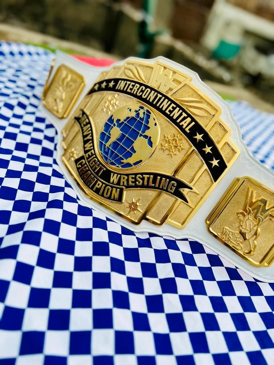 White Intercontinental Championship Belt | Replica Title | 6MM CNC Plates | 24K Gold | Real Leather Strap | Jericho Tribute