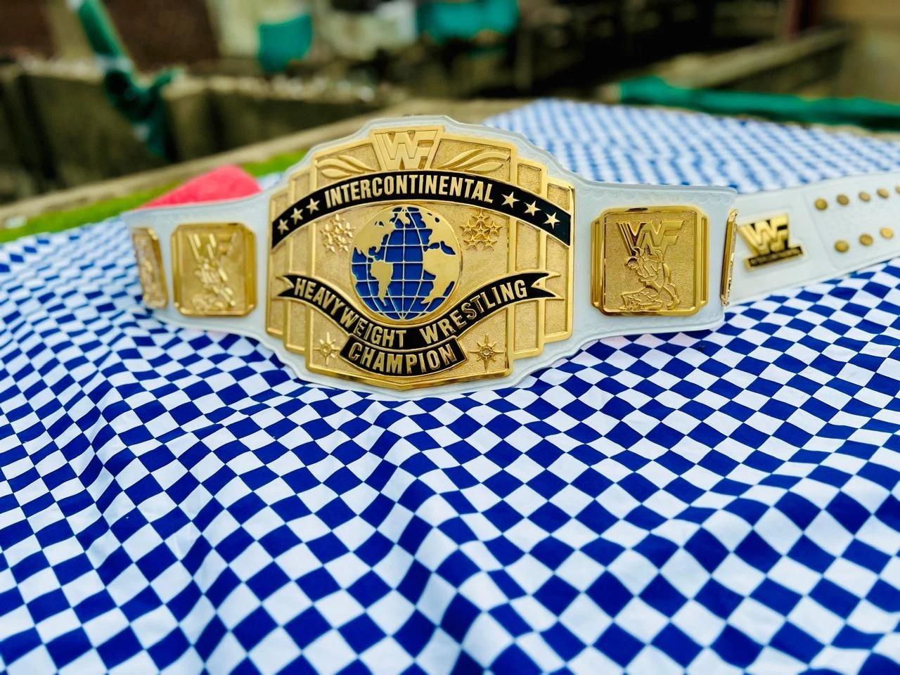 White Intercontinental Championship Belt | Replica Title | 6MM CNC Plates | 24K Gold | Real Leather Strap | Jericho Tribute