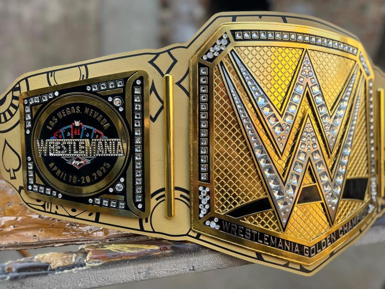 WrestleMania 41 las vegas Championship Belt | 2MM/4MM Brass Replica Title | Golden Wrestling Belt | World Wrestling Fan Gift