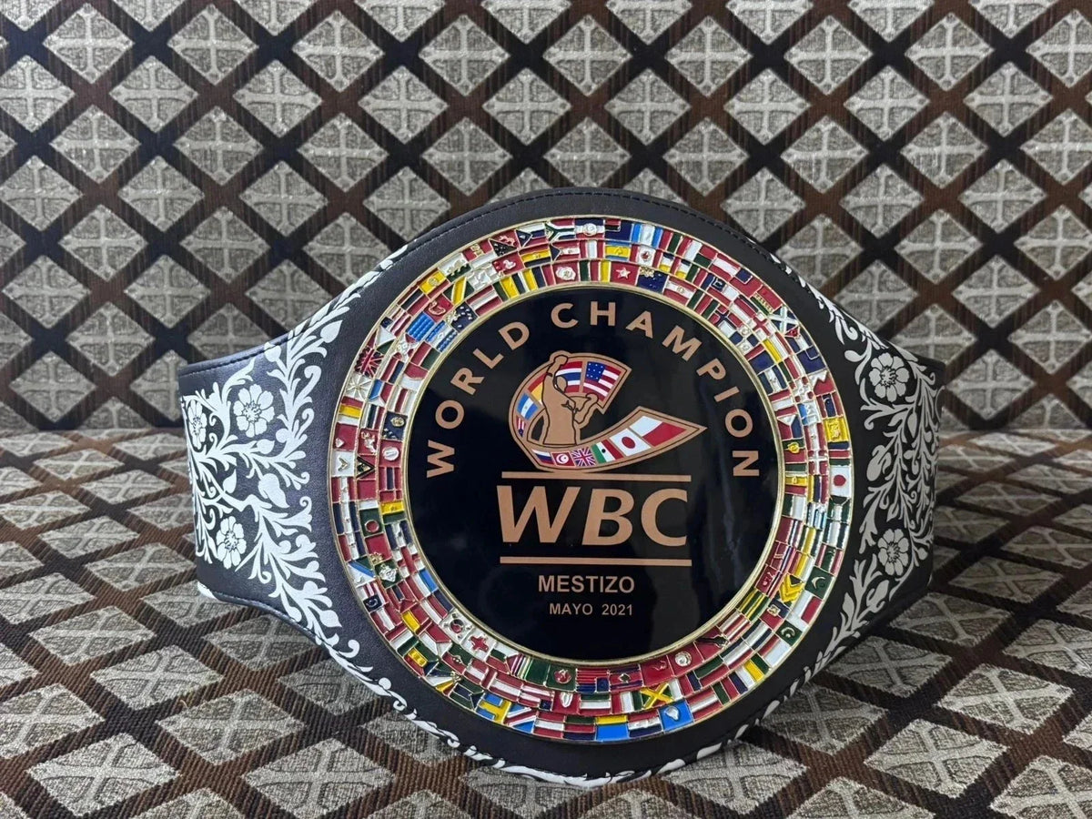 WBC Mestizo Mayo 2021 Boxing Belt Replica – 6MM Diecast Brass Plates & Genuine Leather Championship Belt