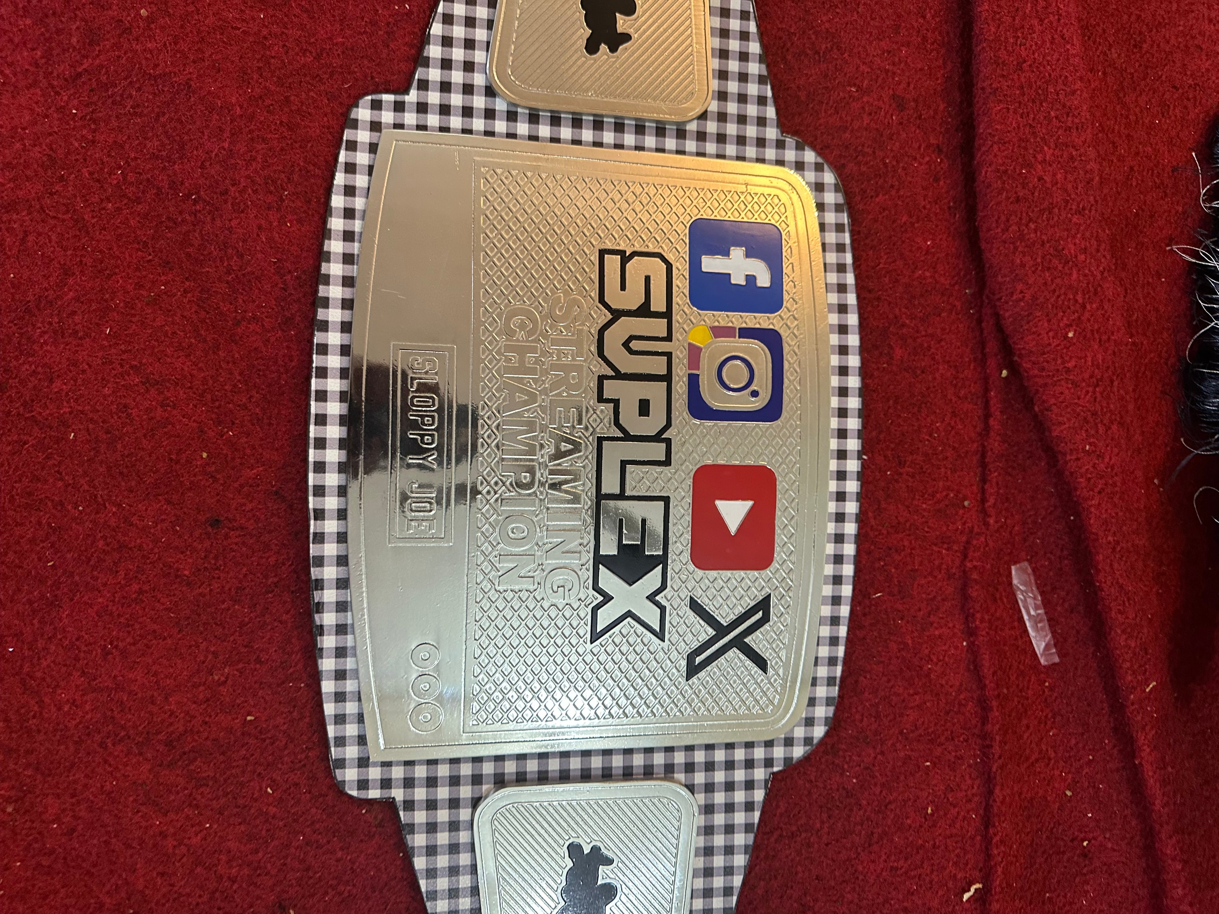 Custom Suplex Streaming Champion Belt 6mm Zinc Plates Personalized Name Plate Wrestling Title Replica