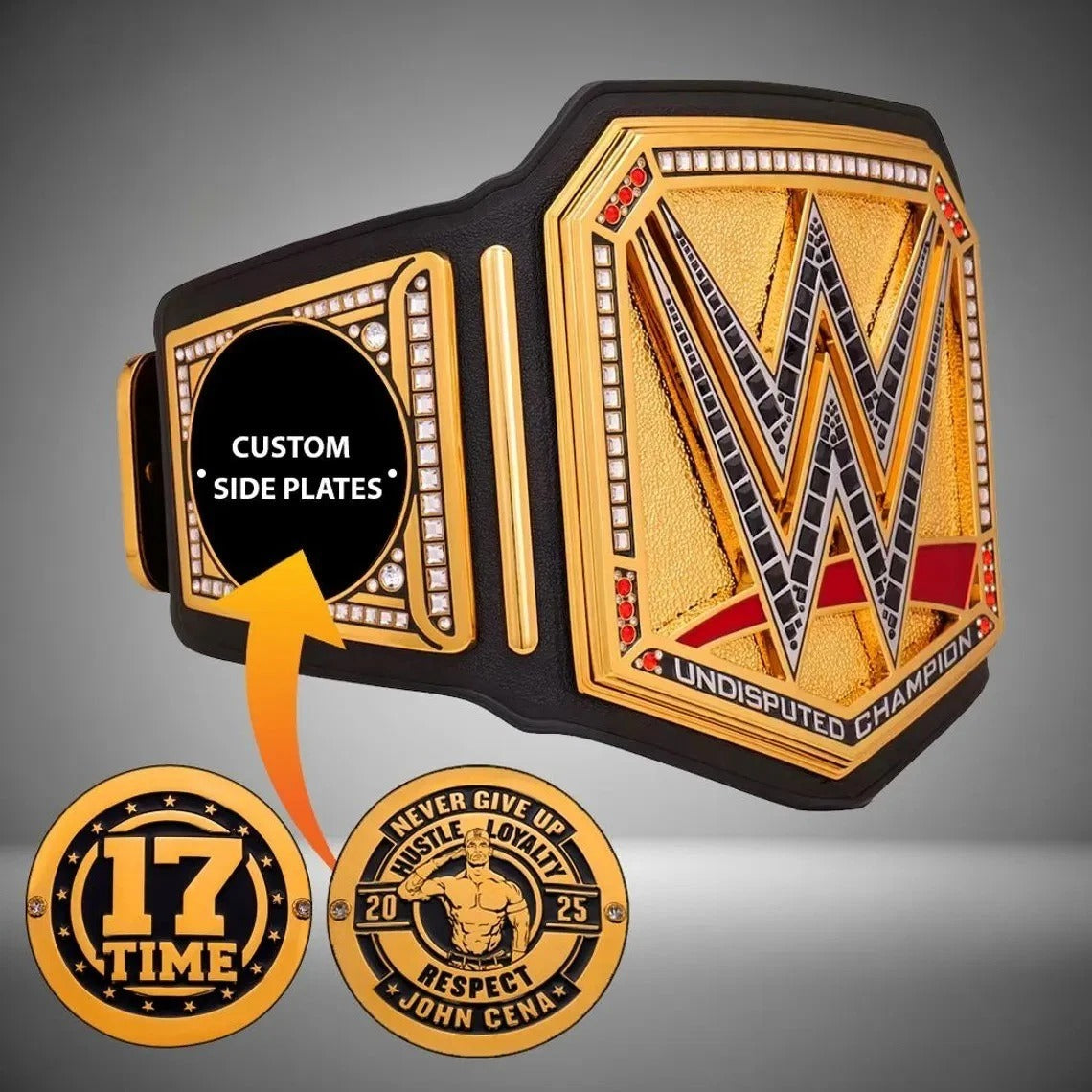 WWE Undisputed World Heavyweight Championship Belt Replica 4mm/6mm JOHN CENA 17 TIMES