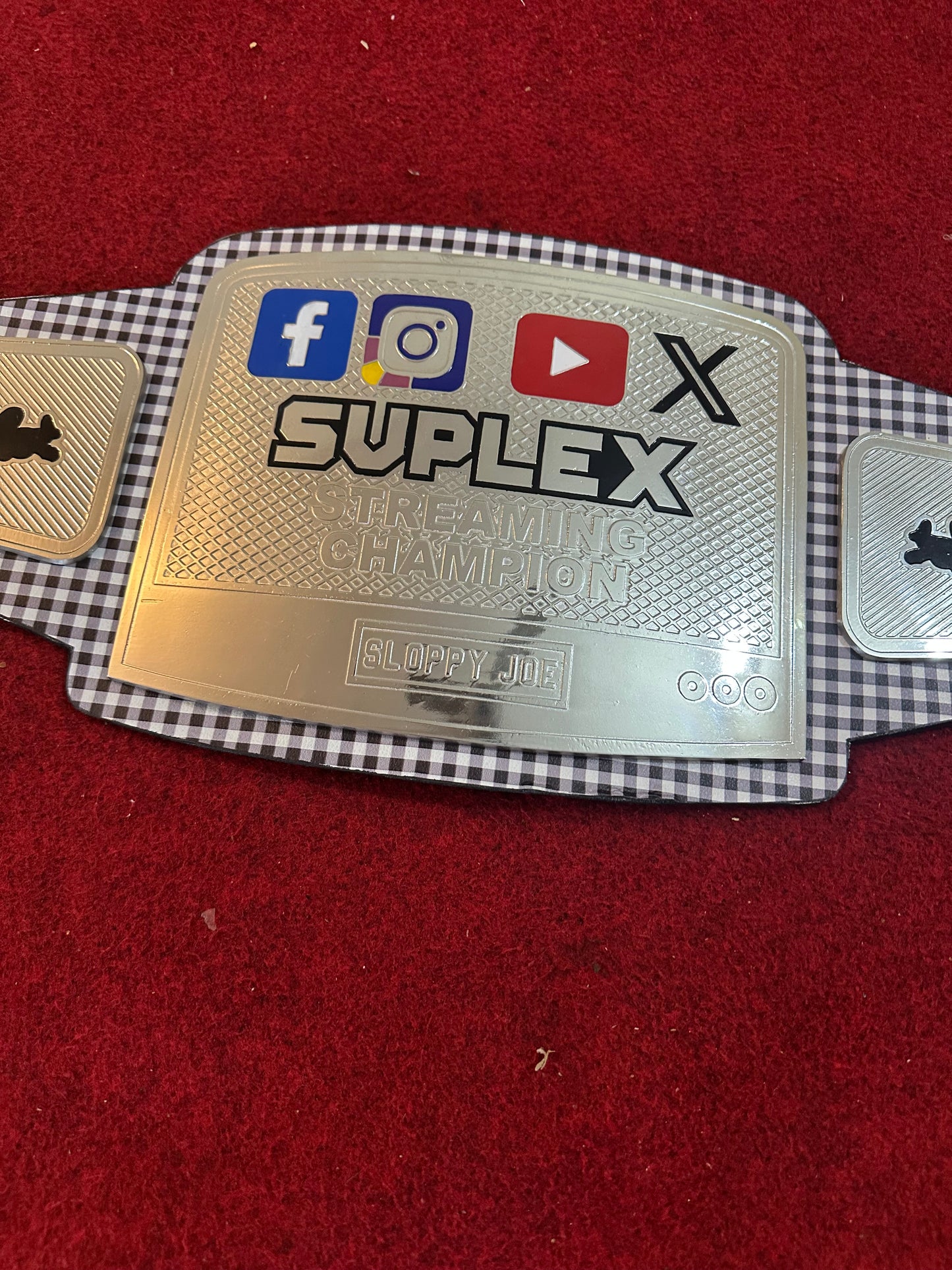Custom Suplex Streaming Champion Belt 6mm Zinc Plates Personalized Name Plate Wrestling Title Replica