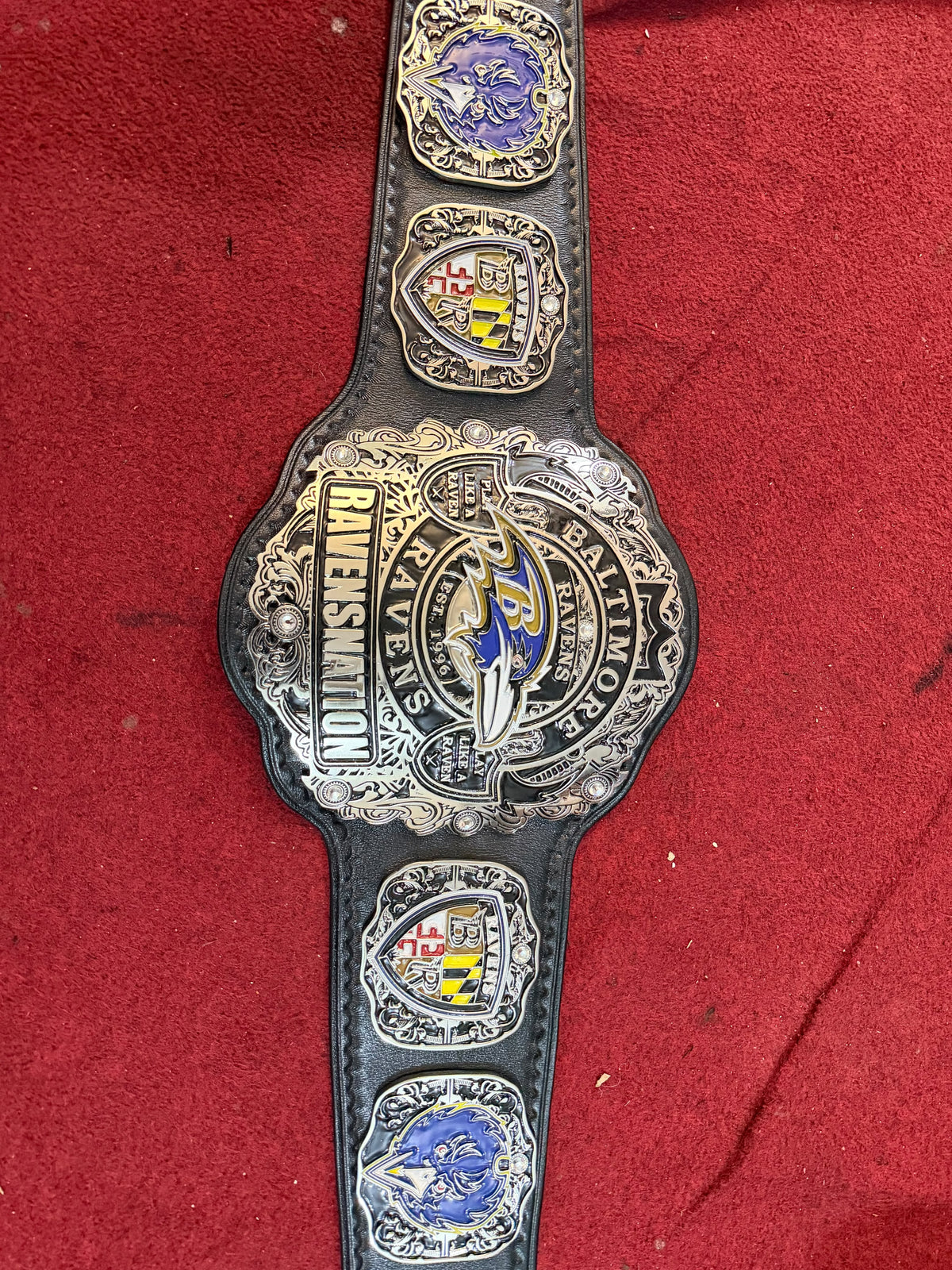 Baltimore Football Championship Title Belt - Custom Zinc Etched Real Leather Strap 6mm