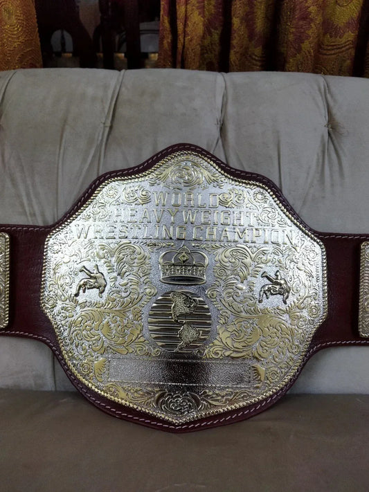 Big Gold World Heavyweight Championship Replica Belt Brown strap
