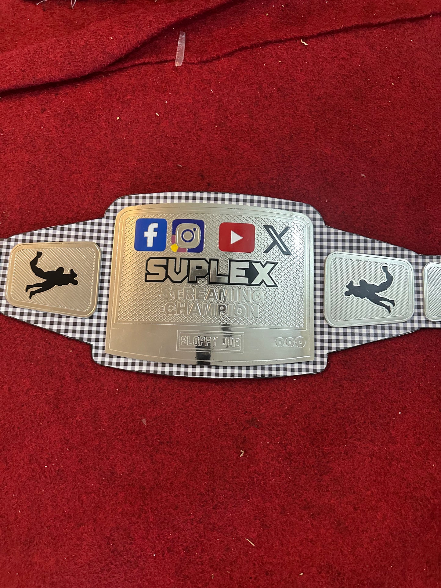 Custom Suplex Streaming Champion Belt 6mm Zinc Plates Personalized Name Plate Wrestling Title Replica