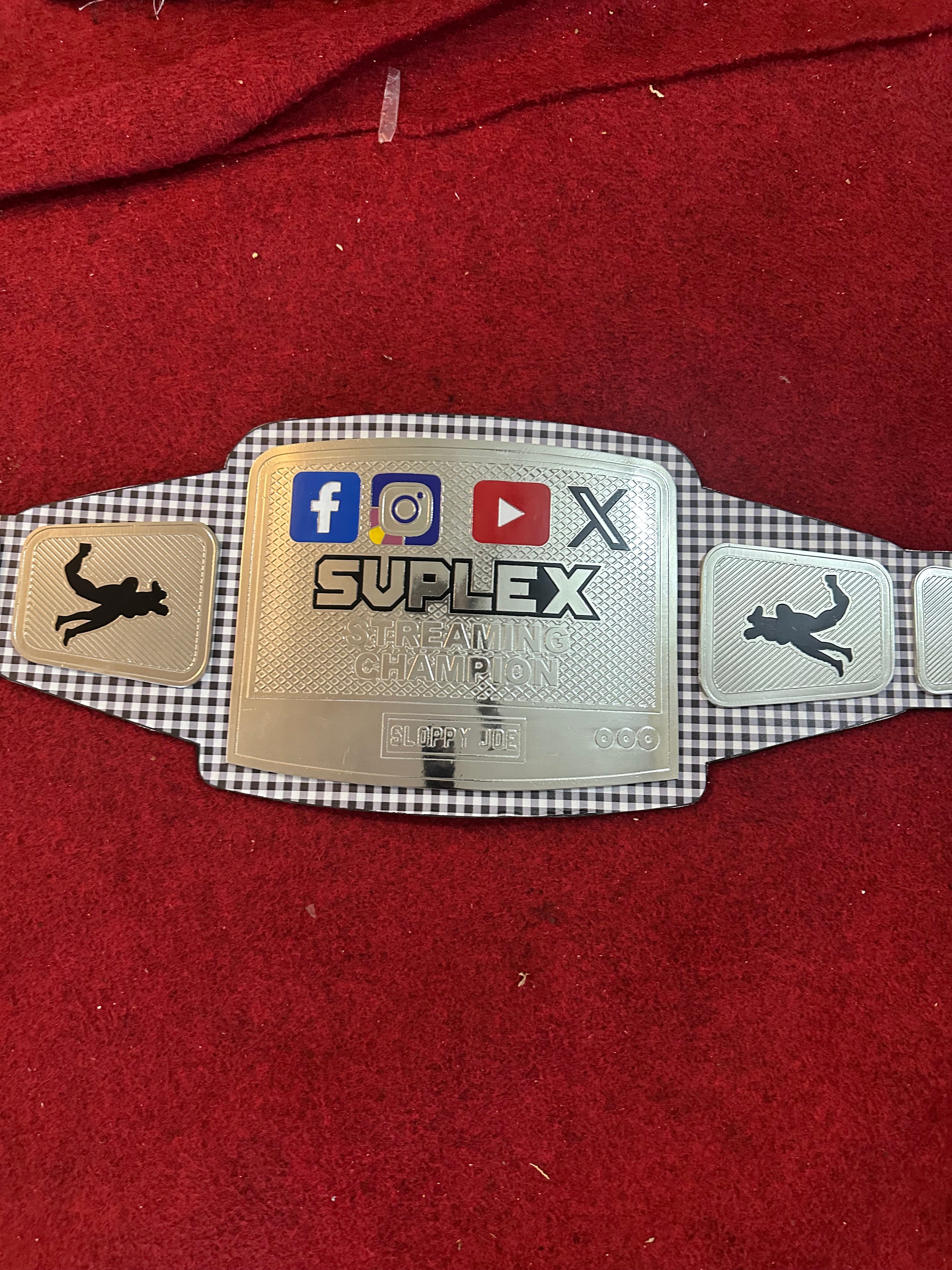 Custom Suplex Streaming Champion Belt 6mm Zinc Plates Personalized Name Plate Wrestling Title Replica