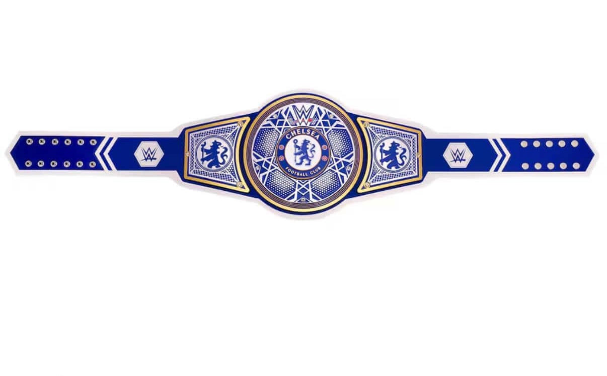 WWE x Chelsea Legacy Championship Replica Title Belt 4mm + WWE Manchester United Legacy Championship Title Belt 4mm with 2 bags and 2 wall hangers
