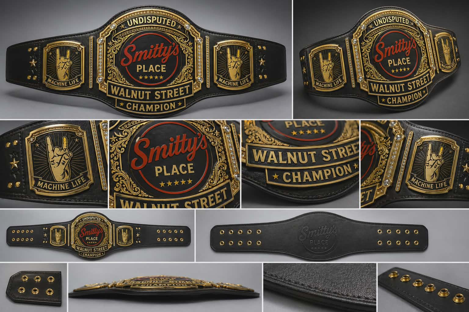Smitty’s Place Undisputed Walnut Street Champion – Custom Gold Championship Belt