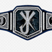 Custom "Urbano Champion" Championship Title Belt – Blue & Silver Edition with Rhinestone Detailing 6mm