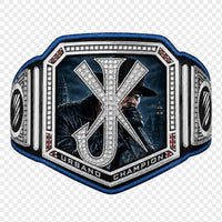 Custom "Urbano Champion" Championship Title Belt – Blue & Silver Edition with Rhinestone Detailing 6mm