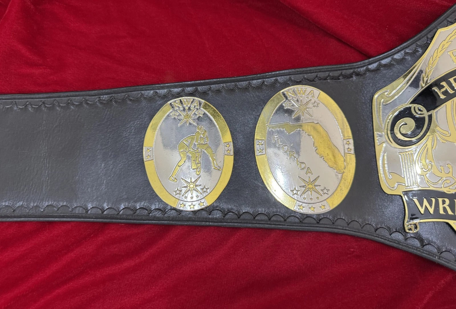 NWA Florida Heavyweight Championship Belt – Hand-Tooled Leather