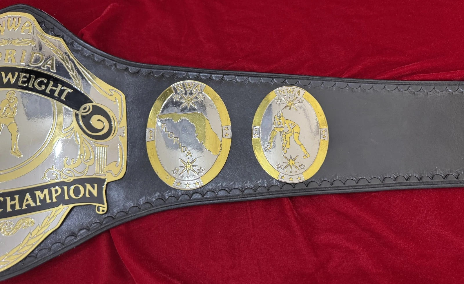 NWA Florida Heavyweight Championship Belt – Hand-Tooled Leather