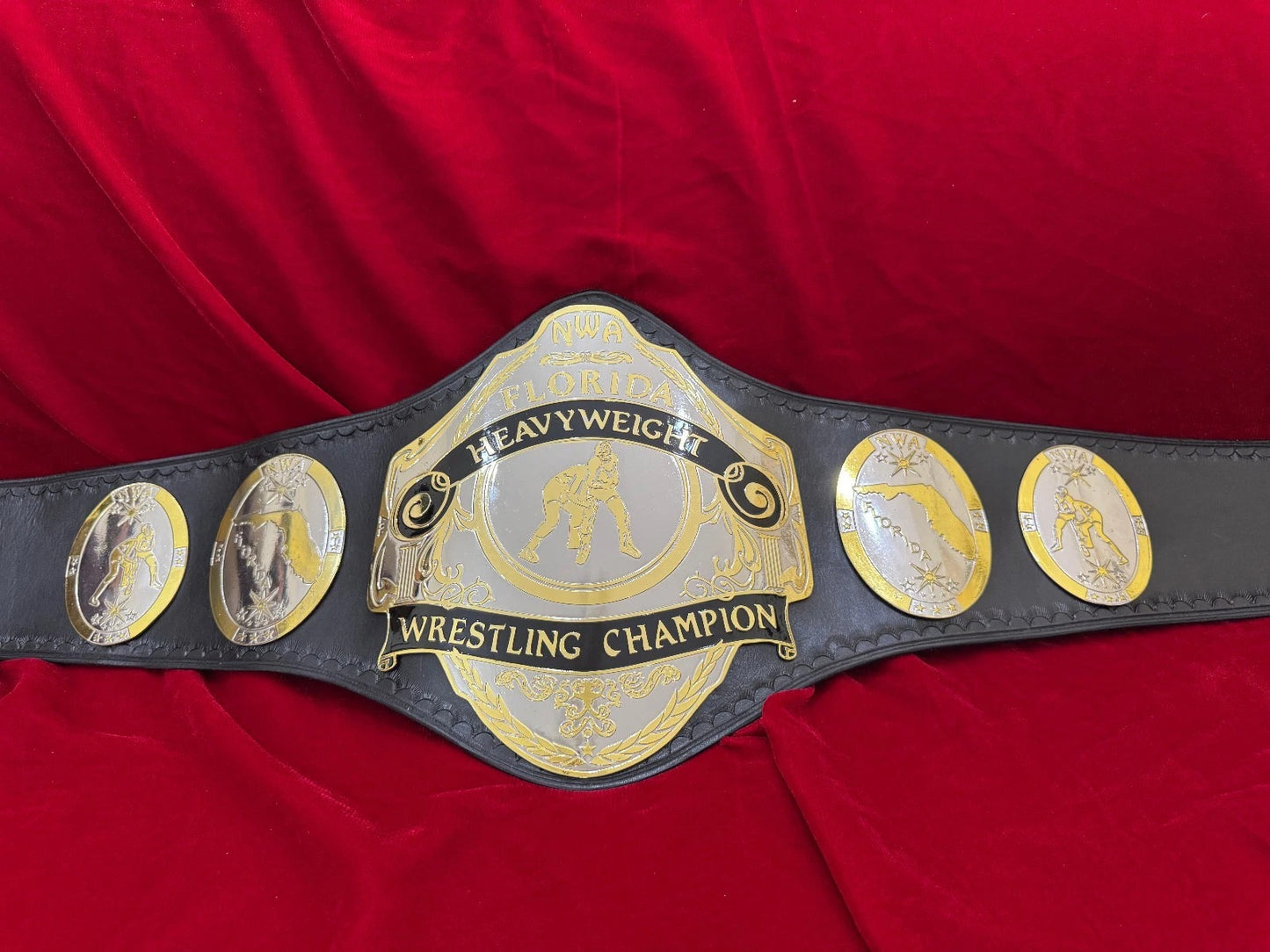 NWA Florida Heavyweight Championship Belt – Hand-Tooled Leather
