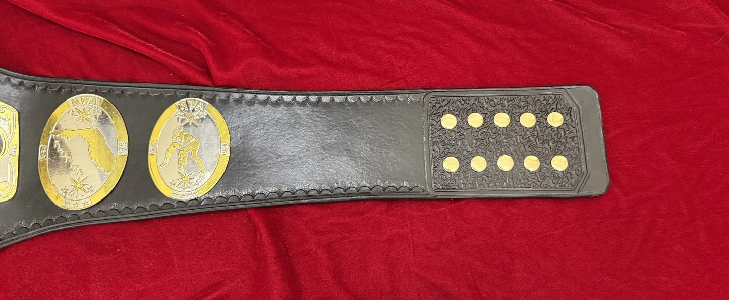 NWA Florida Heavyweight Championship Belt – Hand-Tooled Leather