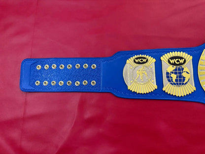 WCW World Heavyweight Wrestling Championship Replica Belt blue strap - ELITESTRAPES LIMITED