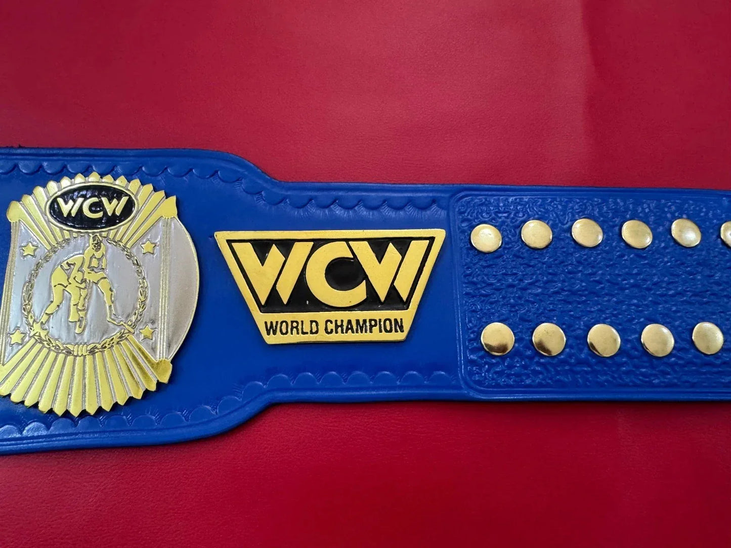 WCW World Heavyweight Wrestling Championship Replica Belt blue strap - ELITESTRAPES LIMITED