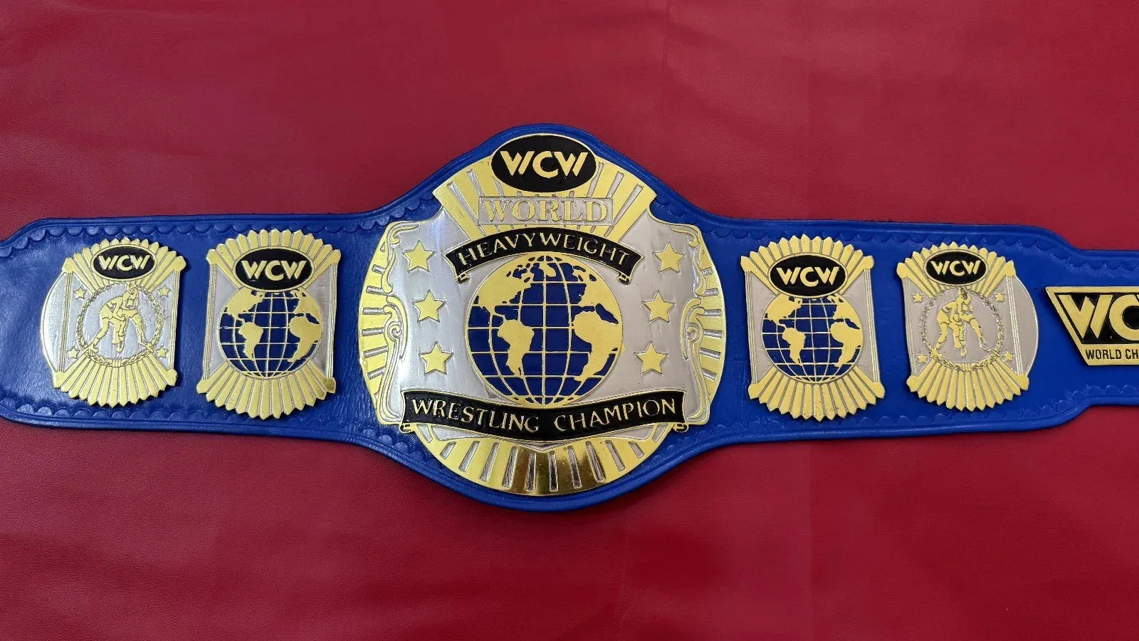 WCW World Heavyweight Wrestling Championship Replica Belt blue strap - ELITESTRAPES LIMITED