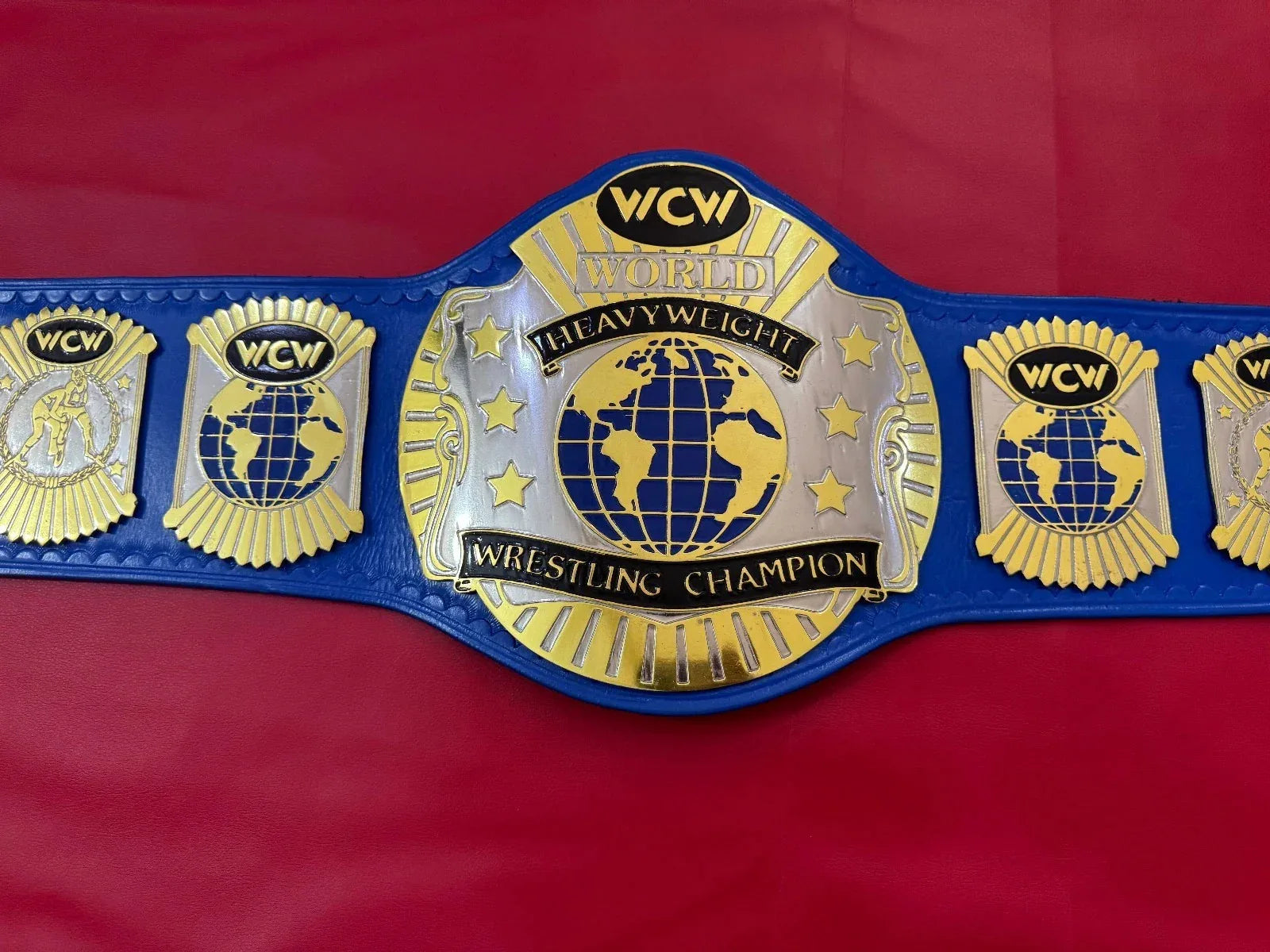WCW World Heavyweight Wrestling Championship Replica Belt blue strap - ELITESTRAPES LIMITED