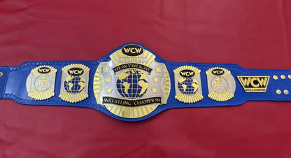WCW World Heavyweight Wrestling Championship Replica Belt blue strap - ELITESTRAPES LIMITED