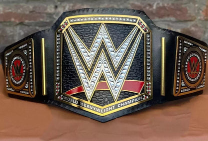 World Heavyweight Championship Belt | 2mm 4mm Brass Replica Title | Black Adult Size Wrestling Belt Gift