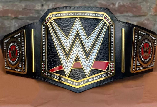 World Heavyweight Championship Belt | 2mm 4mm Brass Replica Title | Black Adult Size Wrestling Belt Gift