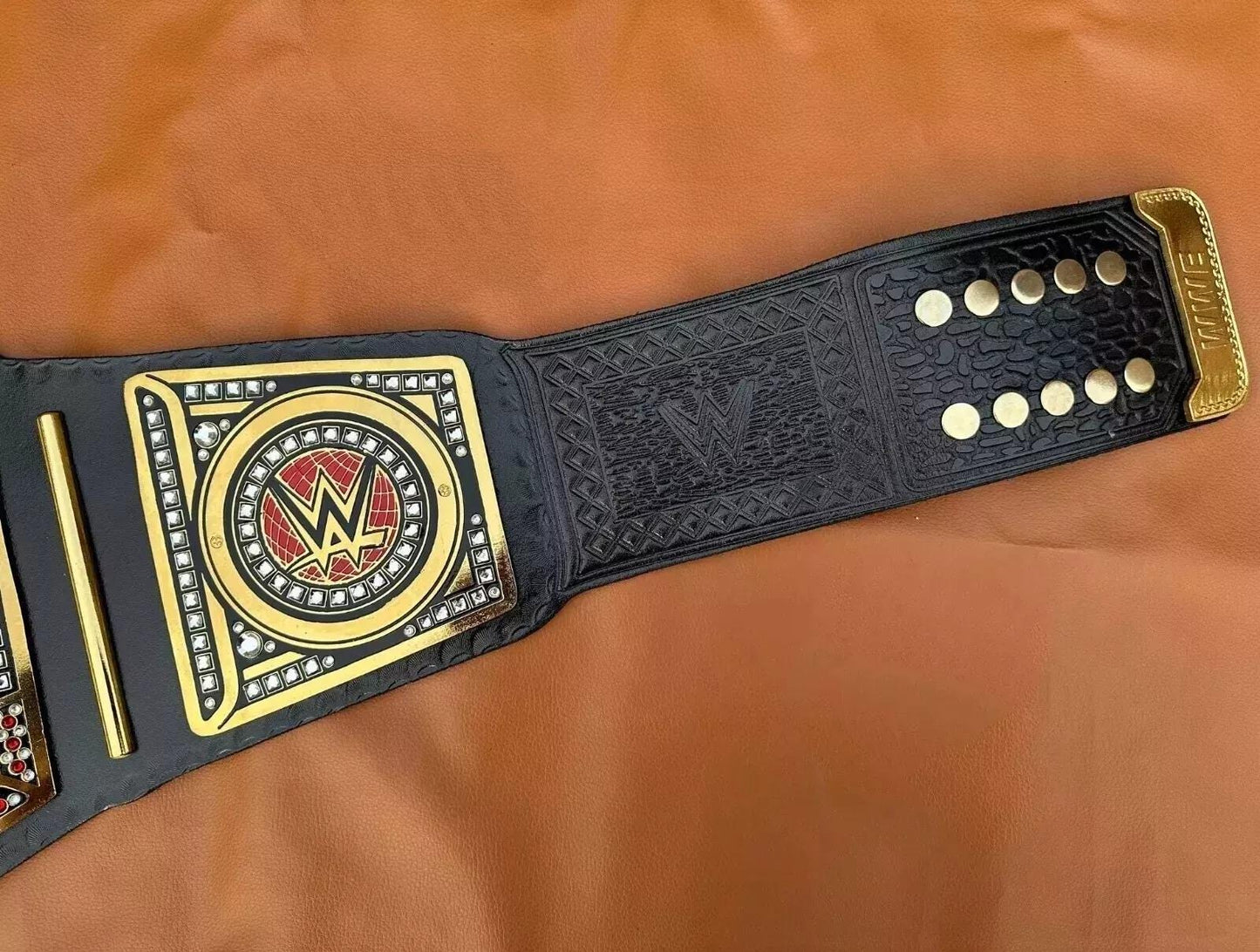 World Heavyweight Championship Belt | 2mm 4mm Brass Replica Title | Black Adult Size Wrestling Belt Gift