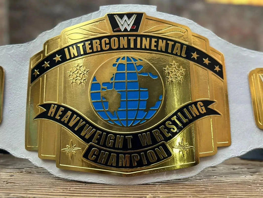 Intercontinental Heavyweight Championship Replica Belt | White Strap WWE Title | 2MM 4MM Brass Adult Size | Wrestling Fan Gift | Cosplay