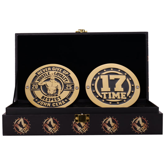 John Cena 17 times Side Plate Set | Replica Championship Plates | GOAT Farewell Tribute | Wrestling Collectible Gift | Zinc Alloy Belt Plate