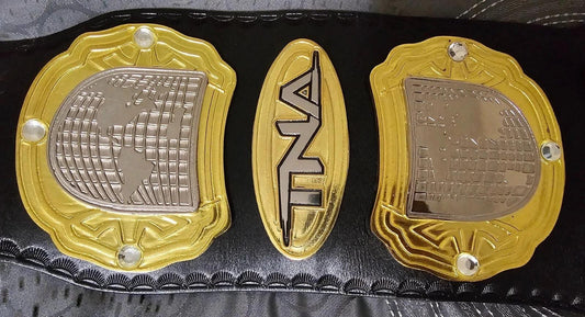 TNA World Heavyweight Championship Replica Belt | 2MM & 4MM Zinc Plates | Real Leather Strap | AJ Styles Tribute | Wrestling Fan Gift