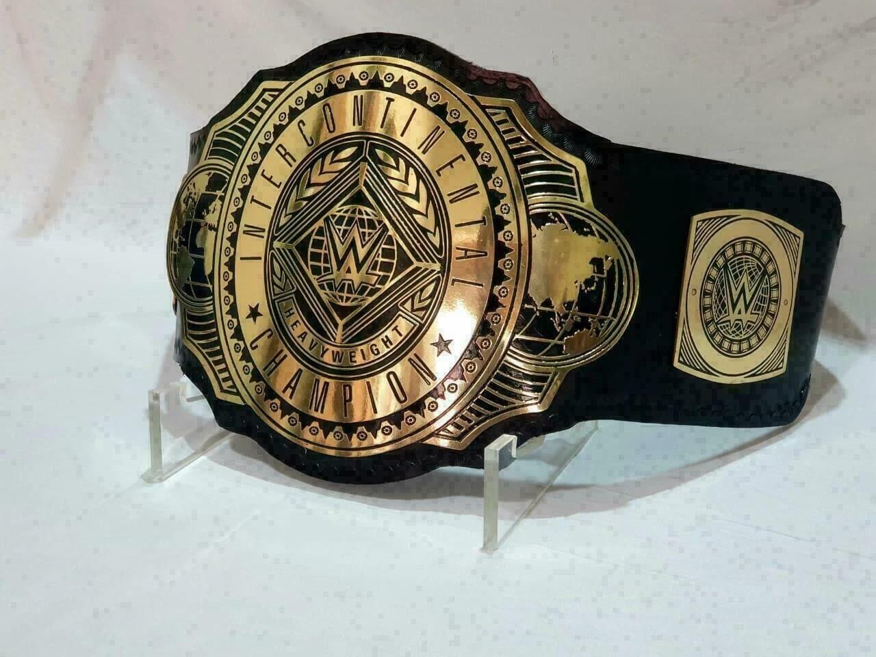 WWF Intercontinental Championship Replica Belt – 2MM & 4MM Brass Metal | Adult Size | Wrestling Title Belt | Genuine Leather Strap | Unisex