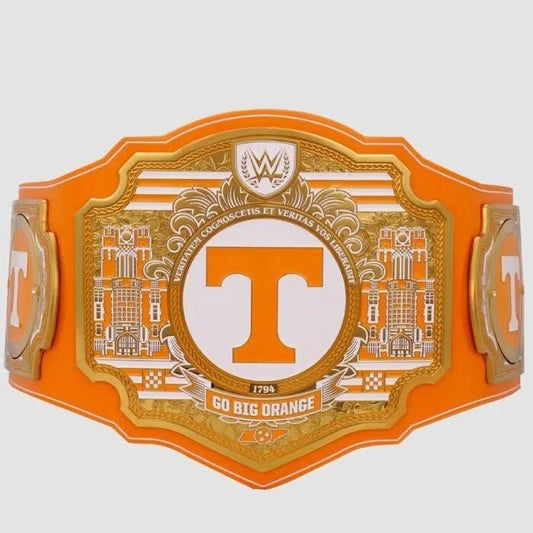 Tennessee Volunteers Legacy Championship Belt 2MM & 4MM Brass | Leather Strap | Adult Size Wrestling Title Replica | Custom Colors Available