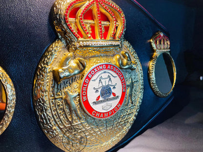 WBA Championship Boxing Belt | Handmade Custom Replica | 3D Metal Plates | Leather Strap | Adult Size Belt | Boxing Fan Gift