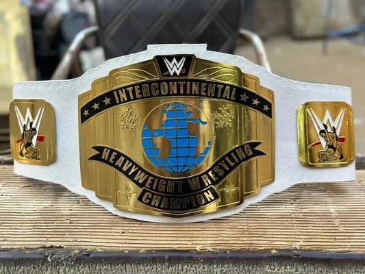 Intercontinental Heavyweight Championship Replica Belt | White Strap WWE Title | 2MM 4MM Brass Adult Size | Wrestling Fan Gift | Cosplay