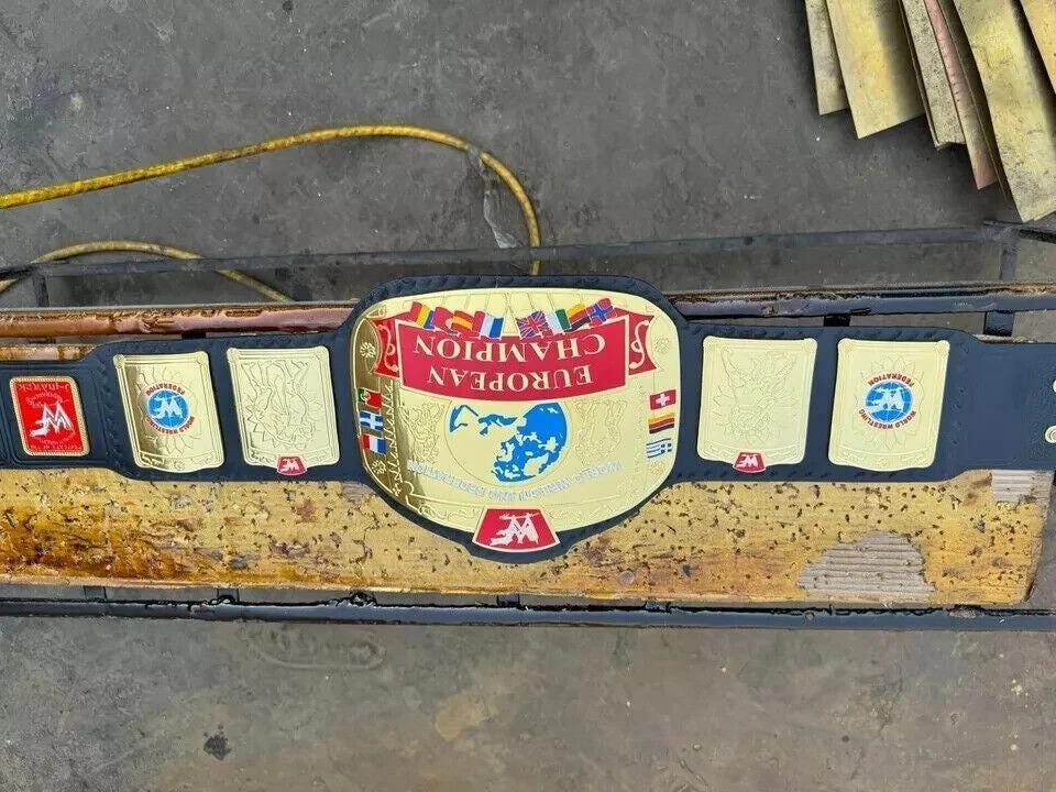 European Wrestling Championship Replica Belt | Adult Size WWE Title | 2MM / 4MM Metal Plates | Wrestling Fan Gift | Cosplay Display Belt