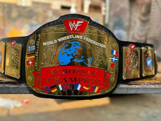 European Wrestling Championship Replica Belt | Adult Size WWE Title | 2MM / 4MM Metal Plates | Wrestling Fan Gift | Cosplay Display Belt