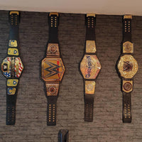 Wrestling Belt Wall Mount Hanger 2 Pack | Real Leather Belt Display Hook | Adjustable Studs | WWE Replica Belt Holder