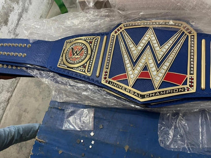 Blue Universal Championship Replica Title Belt Blue strap Wrestling Belt 2MM4MM Brass  Adult Size Fan Gift