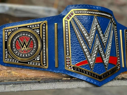 Blue Universal Championship Replica Title Belt Blue strap Wrestling Belt 2MM4MM Brass  Adult Size Fan Gift