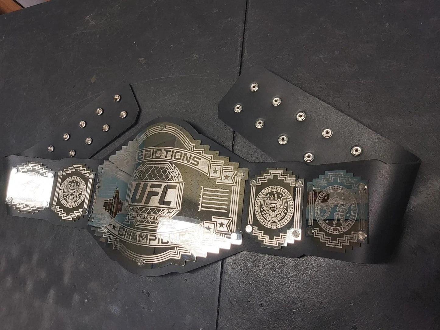 UFC Predictions Champion Belt | MMA Fantasy Title Belt | 2MM/4MM Steel Plates | Wrestling Trophy | Premium Strap | Adult Size